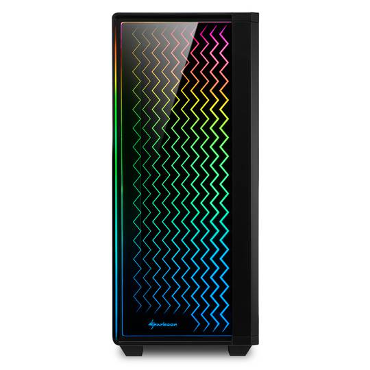 Caixa SHARKOON LIT 200 ATX com 2 portas USB 3.0 e RGB sem fonte de alimentação na cor preta.
