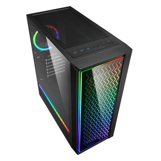 Caixa SHARKOON LIT 200 ATX com 2 portas USB 3.0 e RGB sem fonte de alimentação na cor preta.