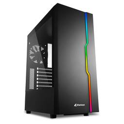 Caja ATX SHARKOON RGB Slider con 2 Puertos USB 3.0 y 1 Puerto USB 2.0 sin Fuente de Alimentación, Color Negro.