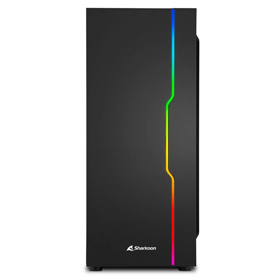 Caja ATX SHARKOON RGB Slider con 2 Puertos USB 3.0 y 1 Puerto USB 2.0 sin Fuente de Alimentación, Color Negro.