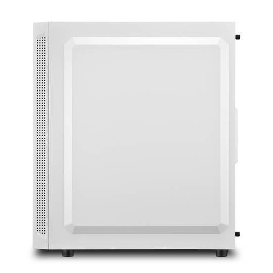 SHARKOON RGB Slider ATX-behuizing met 2 USB 3.0-poorten en 1 USB 2.0-poort zonder voeding, witte kleur.