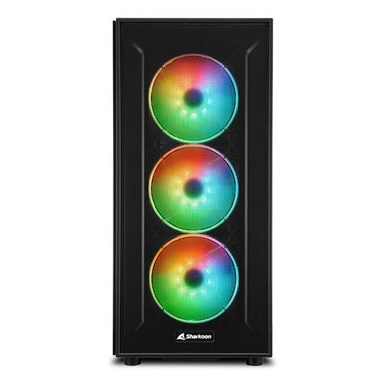 SHARKOON TG6M ATX-behuizing met 2 USB 3.0-poorten en 2 USB 2.0-poorten zonder RGB-lichtbron.