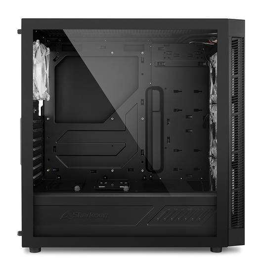 SHARKOON TG6M ATX-behuizing met 2 USB 3.0-poorten en 2 USB 2.0-poorten zonder RGB-lichtbron.