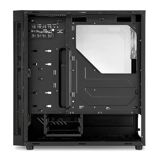 SHARKOON TG6M ATX-behuizing met 2 USB 3.0-poorten en 2 USB 2.0-poorten zonder RGB-lichtbron.