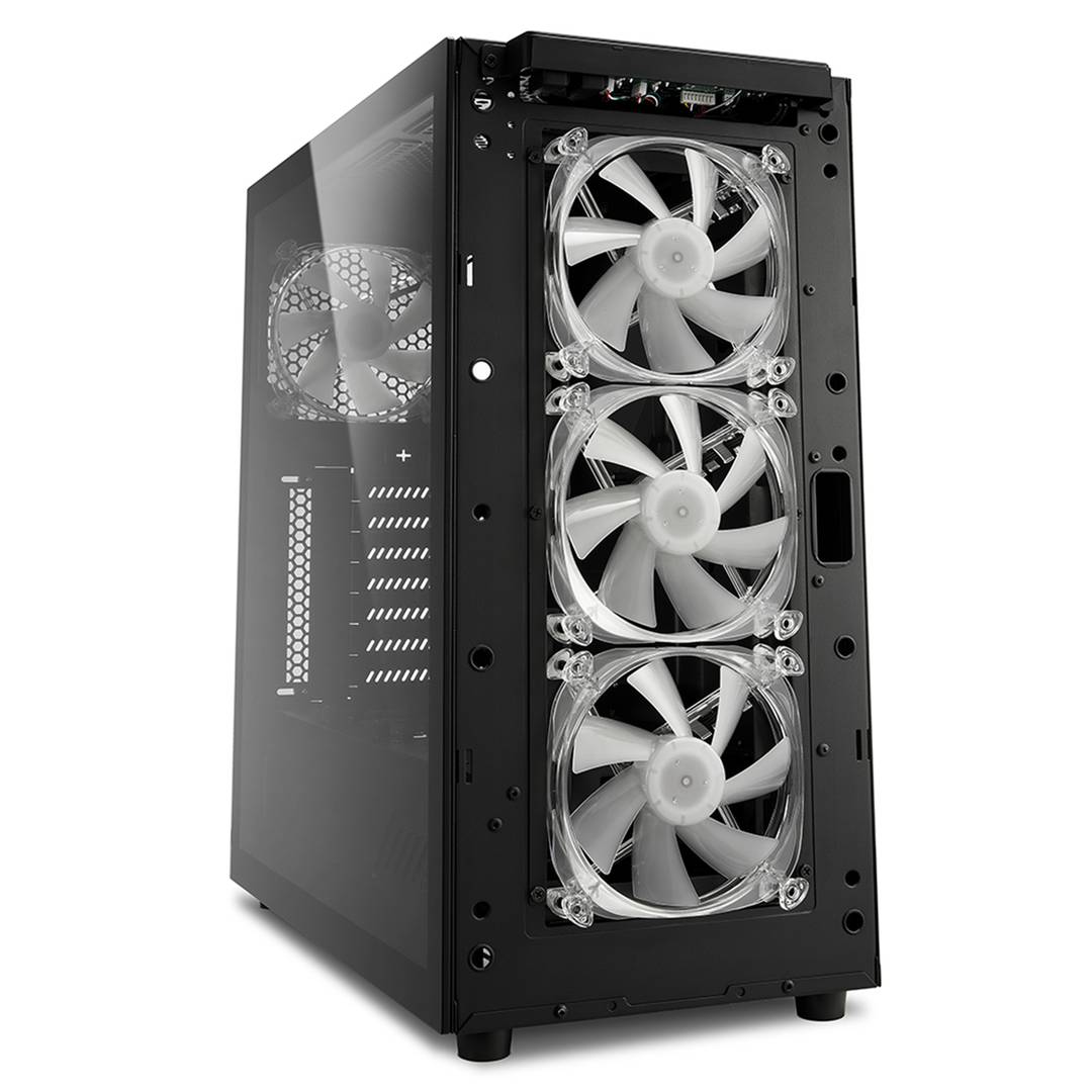 SHARKOON TG6M ATX-behuizing met 2 USB 3.0-poorten en 2 USB 2.0-poorten zonder RGB-lichtbron.