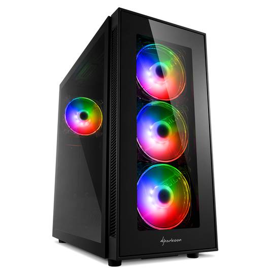 Boîtier ATX SHARKOON TG5 Pro avec 2 ports USB 3.0 et 2 ports USB 2.0 sans source de lumière RVB.
