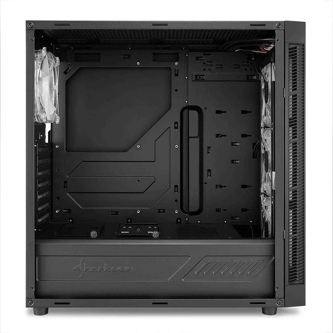 Boîtier ATX SHARKOON TG5 Pro avec 2 ports USB 3.0 et 2 ports USB 2.0 sans source de lumière RVB.