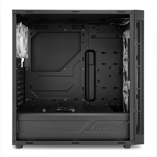 Boîtier ATX SHARKOON TG5 Pro avec 2 ports USB 3.0 et 2 ports USB 2.0 sans source de lumière RVB.