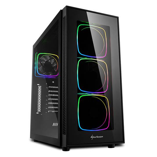 Custodia SHARKOON TG6 ATX con 2 porte USB 3.0 e 2 porte USB 2.0 senza sorgente luminosa RGB.