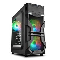 Sharkoon VG7-W ATX-Gehäuse mit 2 USB3.0-Ports ohne RGB-Lichtquelle.