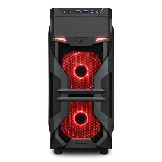 Caja ATX Sharkoon VG7-W con 2 Puertos USB 3.0 y 2 Puertos USB 2.0 sin Fuente de Alimentación Roja.