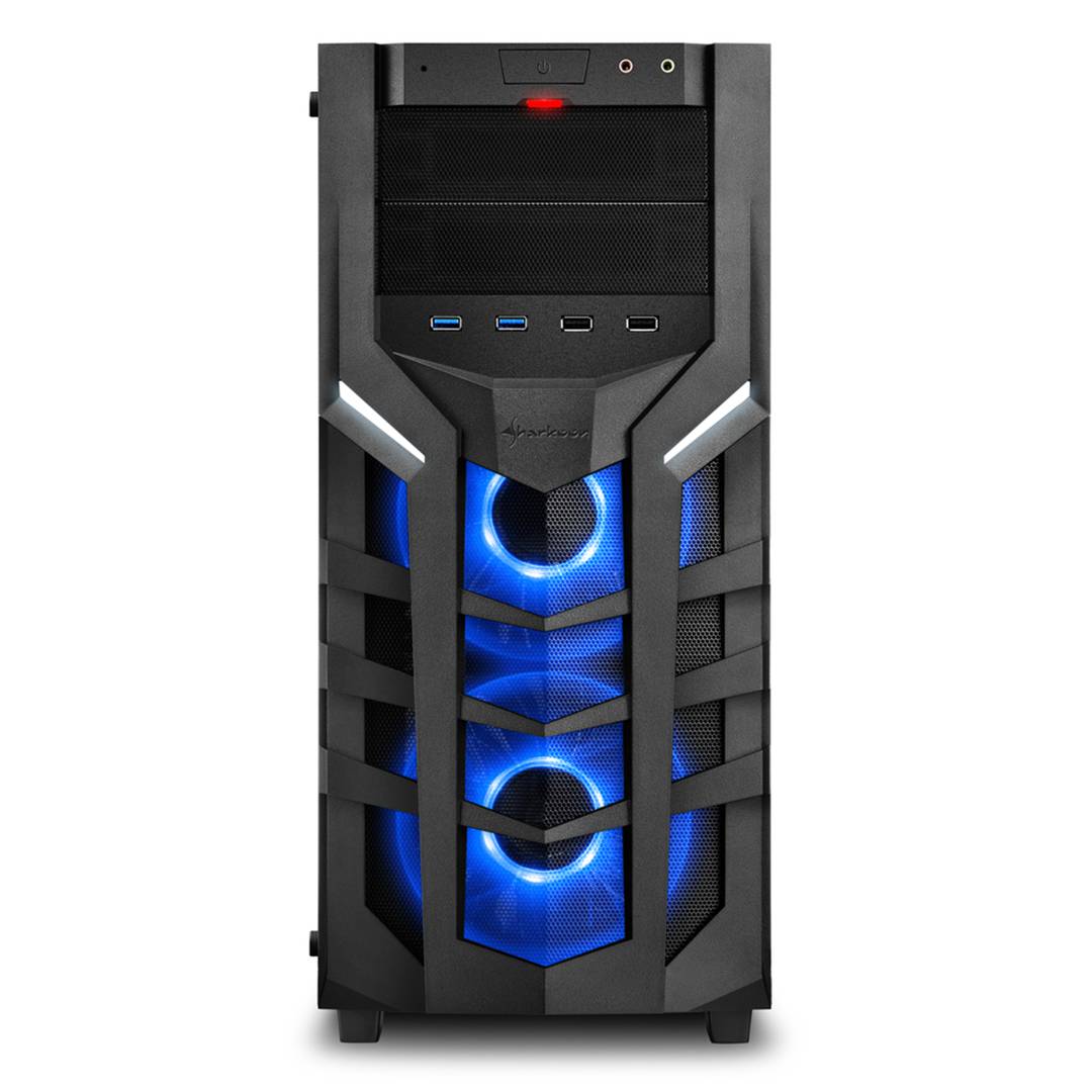 Sharkoon DG7000-G ATX-behuizing met 2 USB 3.0-poorten en 2 USB 2.0-poorten zonder RGB-voeding