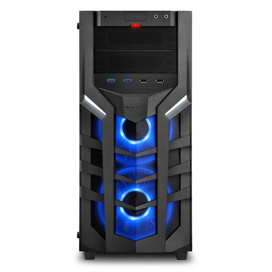 Sharkoon DG7000-G ATX-behuizing met 2 USB 3.0-poorten en 2 USB 2.0-poorten zonder RGB-voeding