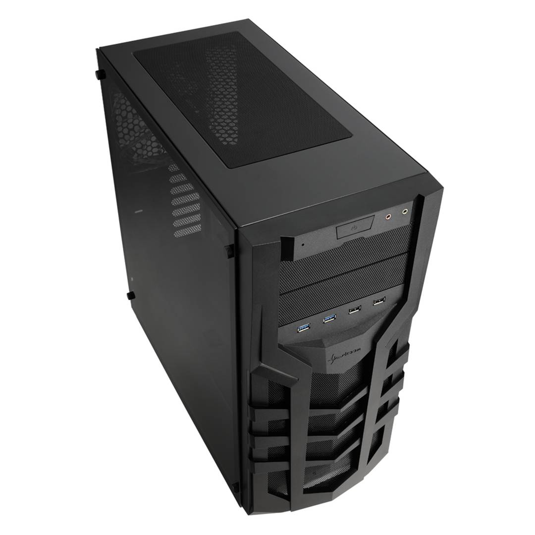 Sharkoon DG7000-G ATX-behuizing met 2 USB 3.0-poorten en 2 USB 2.0-poorten zonder RGB-voeding