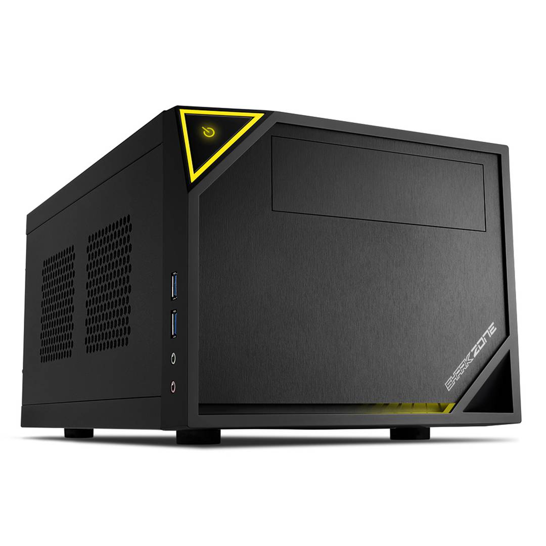 Boîtier Sharkoon Zone C10 Mini-ITX avec 2 ports USB 3.0 sans alimentation noire.