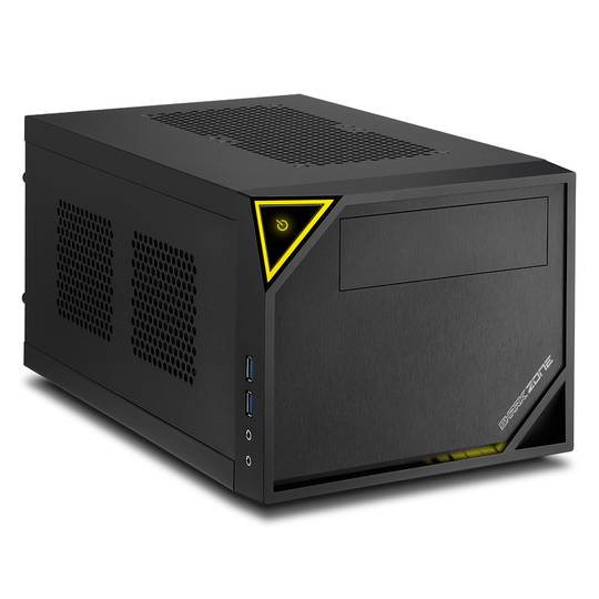 Boîtier Sharkoon Zone C10 Mini-ITX avec 2 ports USB 3.0 sans alimentation noire.