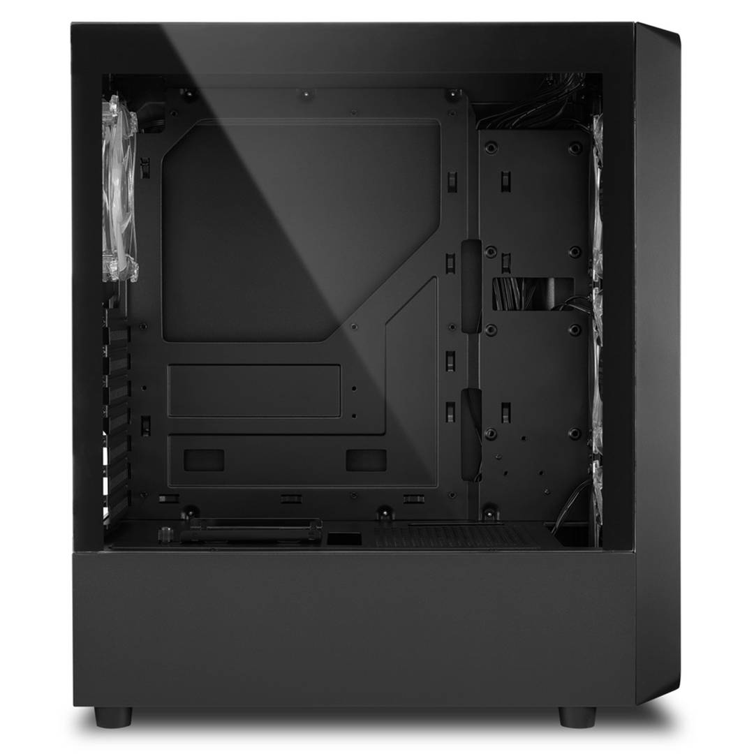 Caixa Sharkoon TK4 RGB ATX com 2 portas USB 3.0 e 1 porta USB 2.0, sem fonte de alimentação, cor preta.