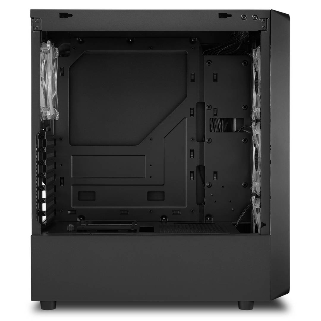 Caixa Sharkoon TK4 RGB ATX com 2 portas USB 3.0 e 1 porta USB 2.0, sem fonte de alimentação, cor preta.