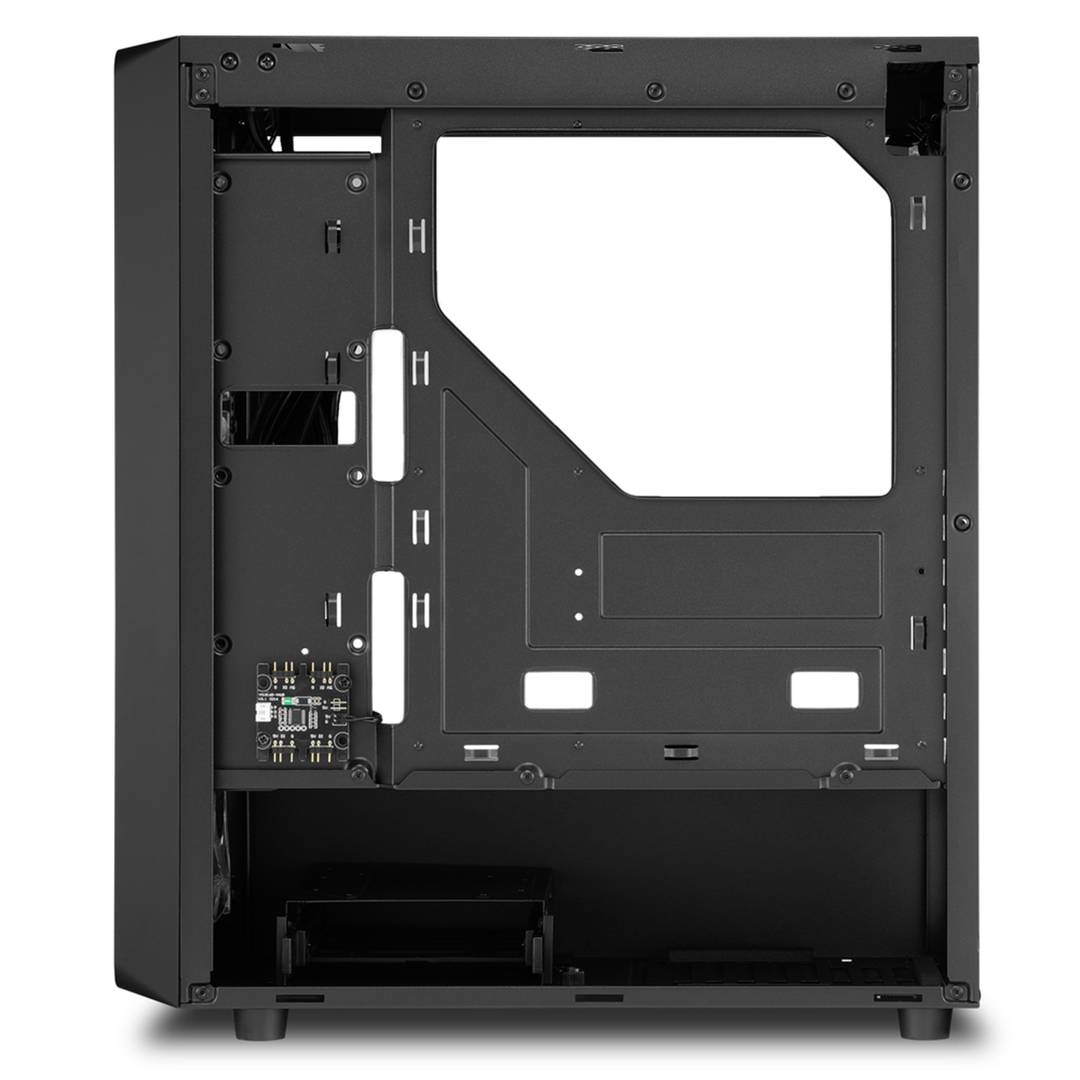 Caixa Sharkoon TK4 RGB ATX com 2 portas USB 3.0 e 1 porta USB 2.0, sem fonte de alimentação, cor preta.