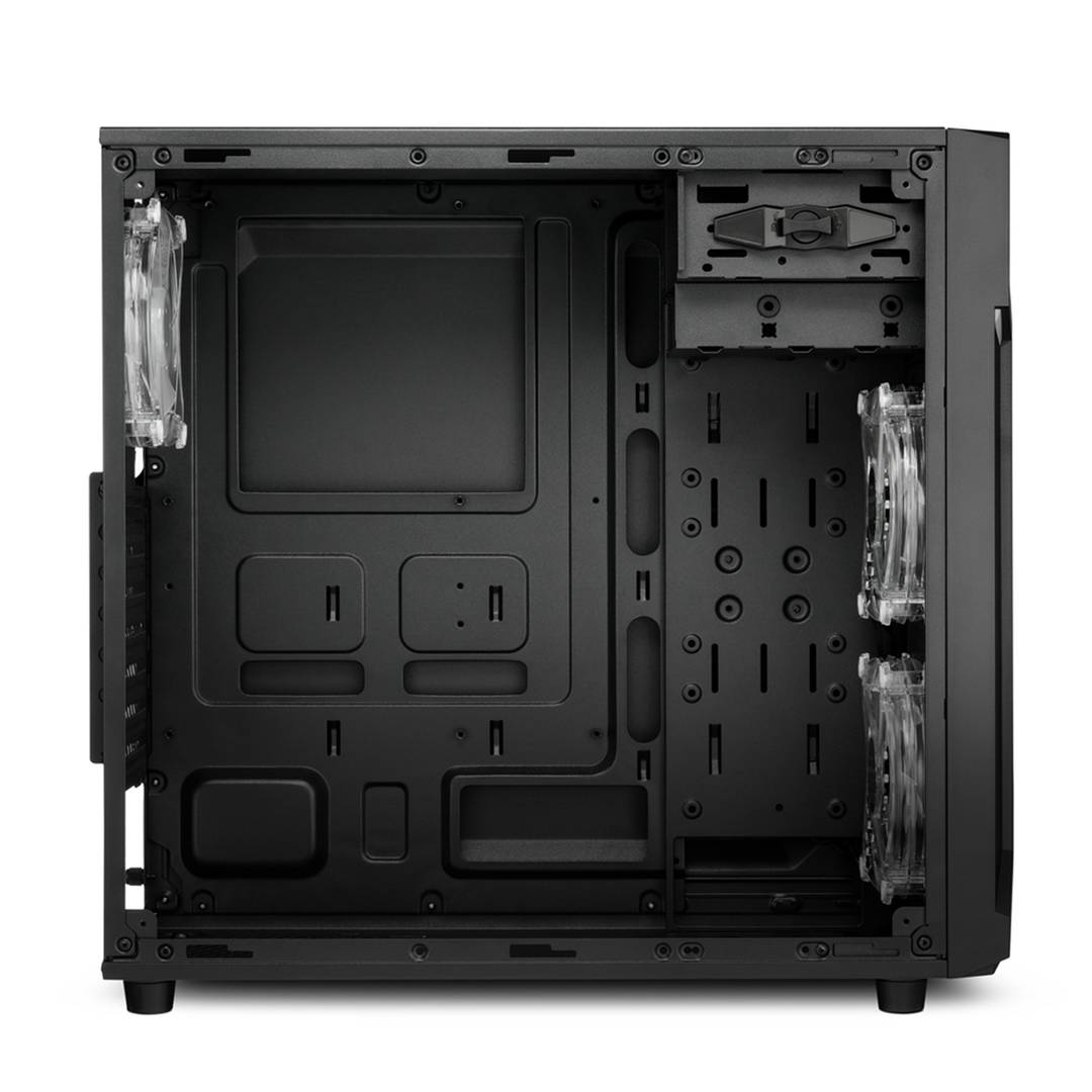 Sharkoon VG6-W RGB ATX Gehäuse mit 2 USB 3.0 Ports ohne Netzteil.