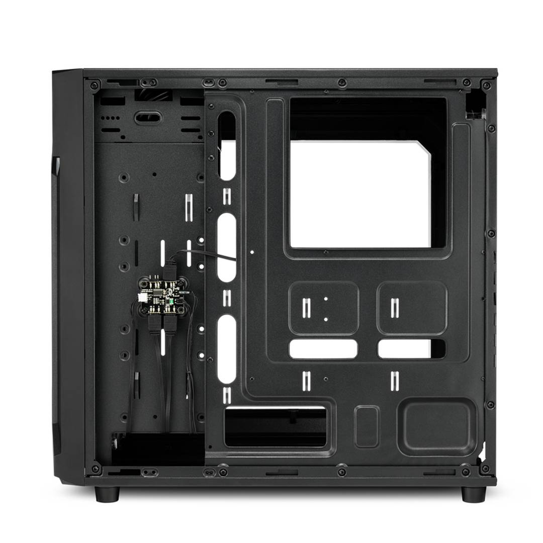 Sharkoon VG6-W RGB ATX Gehäuse mit 2 USB 3.0 Ports ohne Netzteil.