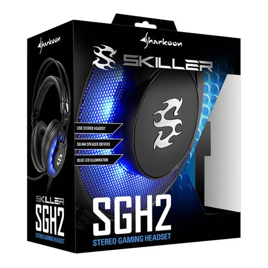 Gamer Headphones Sharkoon Skiller SGH2 with Microphone and LED in Black Color.