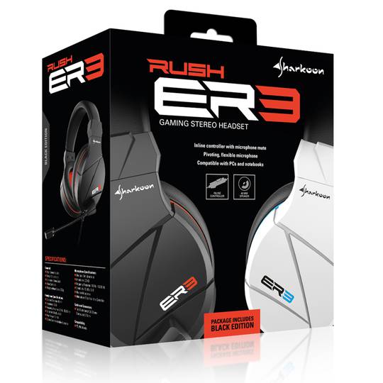 Sharkoon Rush ER3 Gaming Headset mit Mikrofon Schwarz