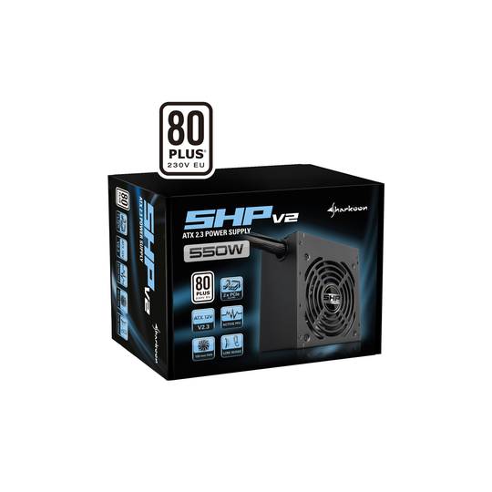 Font d'Alimentació Sharkoon SHP V2 de 650W amb Certificació 80+ ATX en Color Negre