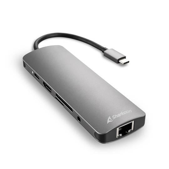 Sharkoon USB 3.0 Type C Hub with Card Reader, HDMI Output in Gray