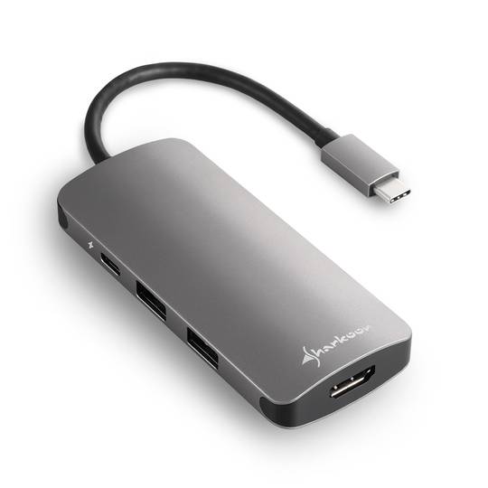 Sharkoon Hub USB 3.0 Type C avec HDMI en gris aluminium
