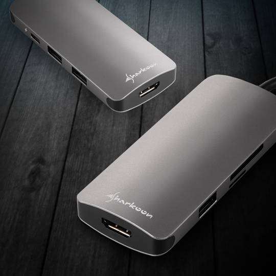 Sharkoon Hub USB 3.0 Type C avec HDMI en gris aluminium
