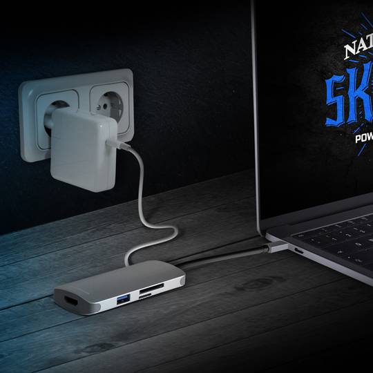 Sharkoon Hub USB 3.0 Type C avec HDMI en gris aluminium