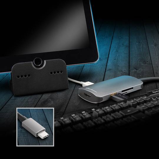 Sharkoon Hub USB 3.0 Type C avec HDMI en gris aluminium