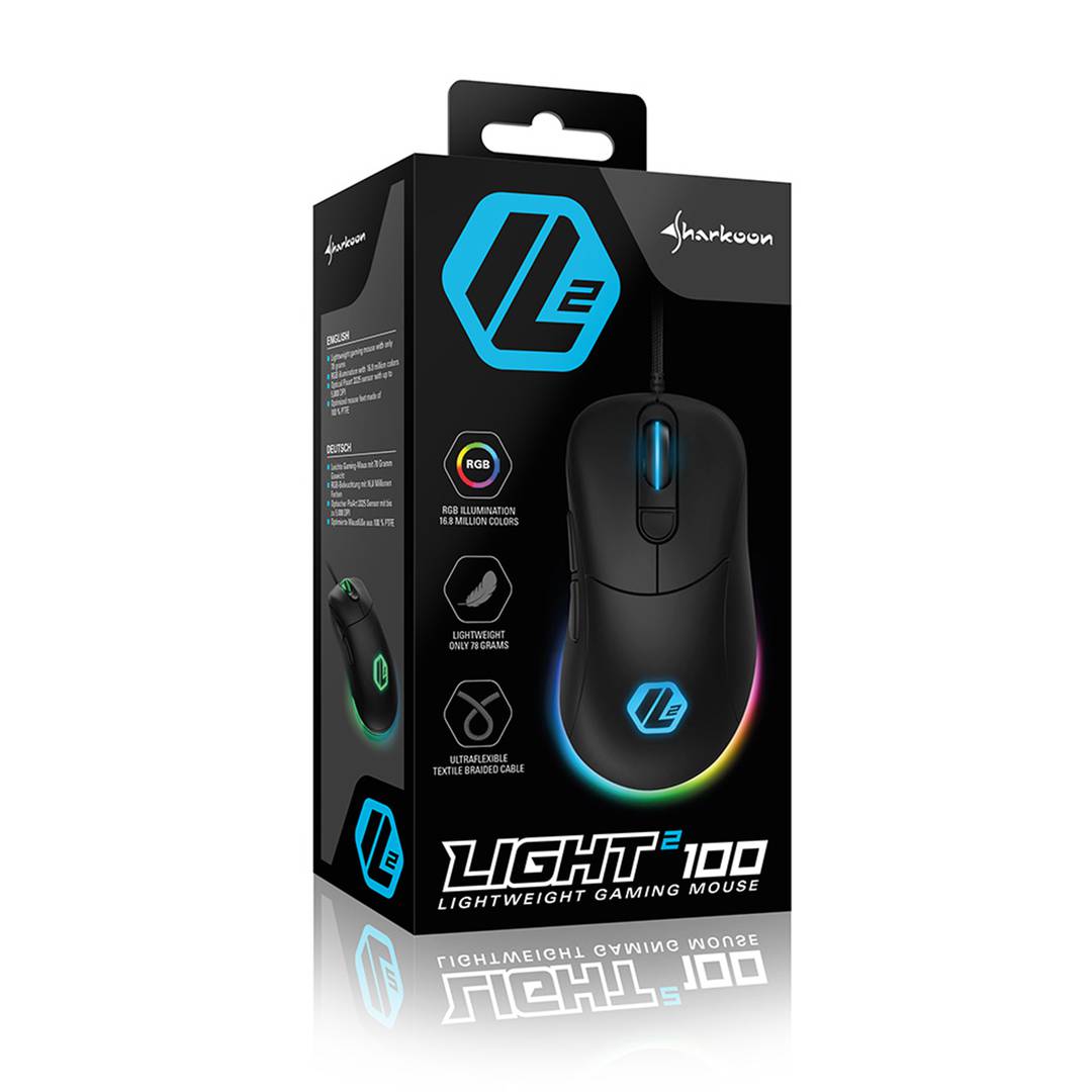 Sharkoon Light2 100 RGB Gaming-Maus in Schwarz
