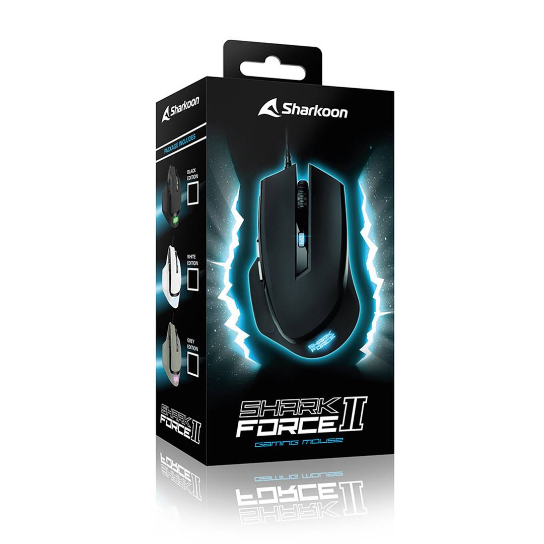 Sharkoon Shark Force II Gaming-Maus in weißer Farbe mit USB