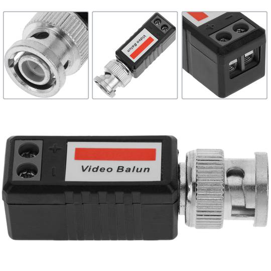 Rechte compacte passieve balun (BNC naar klemmenblok 2-pins)