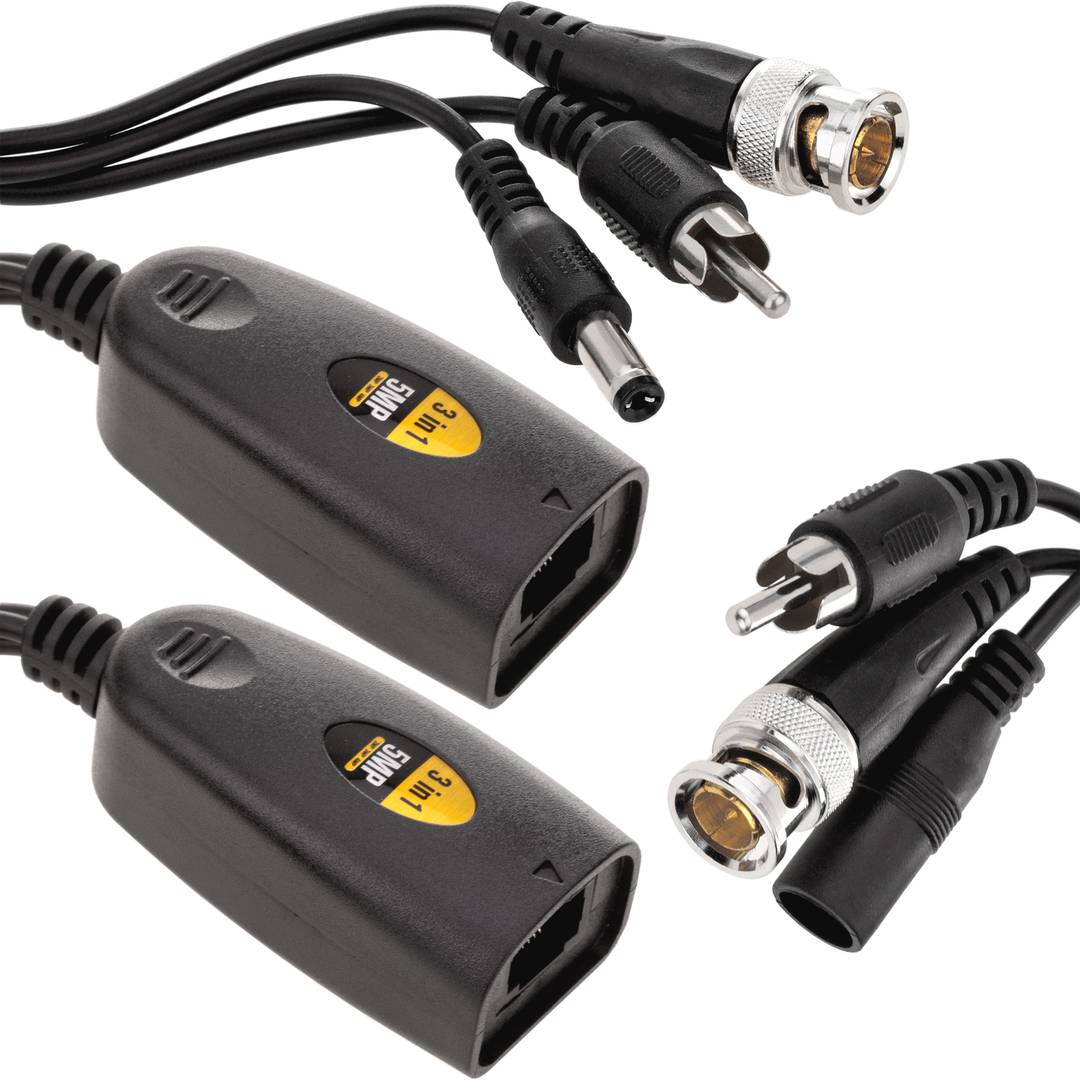 Passive Video Balun Connectors 8 Pairs Cat5 HD Mini CCTV BNC Video Balun Transceiver Cable with Lighting Protection and Coax BNC Connector to RJ45 Terminal for CCTV Surveillance Camera Systems 