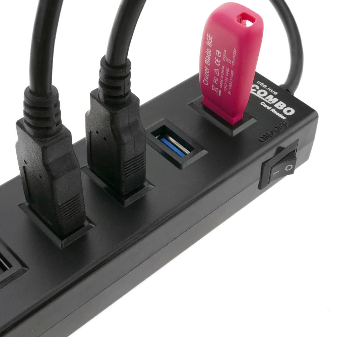 Hub met 6 poorten en geheugenkaartlezer USB 3.0 SD MicroSD 5 Gbps