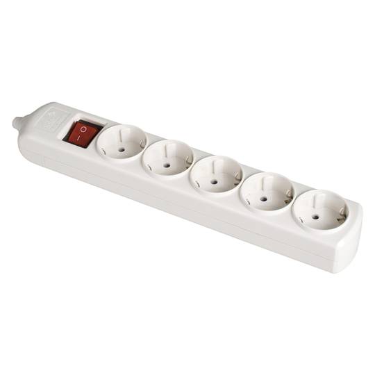 Basis met 5 Schuko-stopcontacten 2P+T 16A 250V 3680W met verlichte schakelaar Solera 8005IL