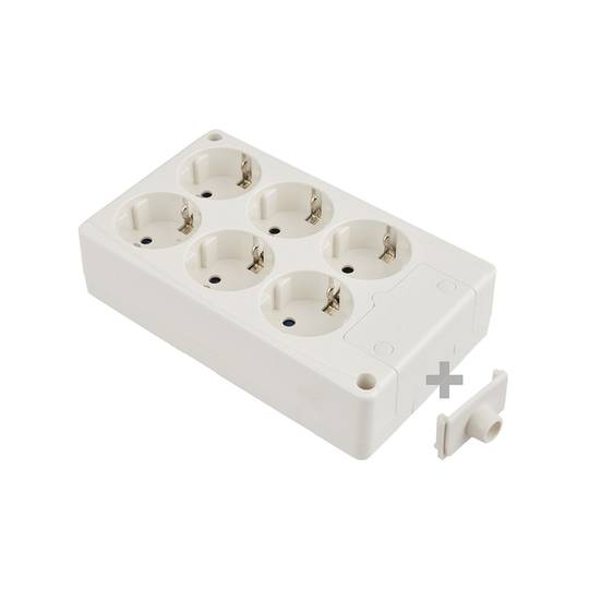 Basis met 6 Duitse stopcontacten 2P+T 16A 250V 3680W Solera 8106