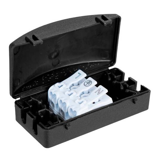 Caixa de ligação para luminária com terminal 3P com IP20 73x27x37mm Solera BK-L3P