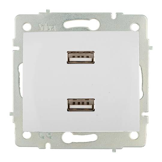Wbudowana podwójna ładowarka USB bez ramki 230V 5V 4200mA Solera ERP2USB