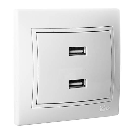 Carregador encastable doble USB amb marc de 230V 5V 4200mA Solera ERP2USBU