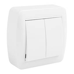 Conmutador doble 80x80mm color blanco empotrable a la pared serie Lille -  Hydrabazaar