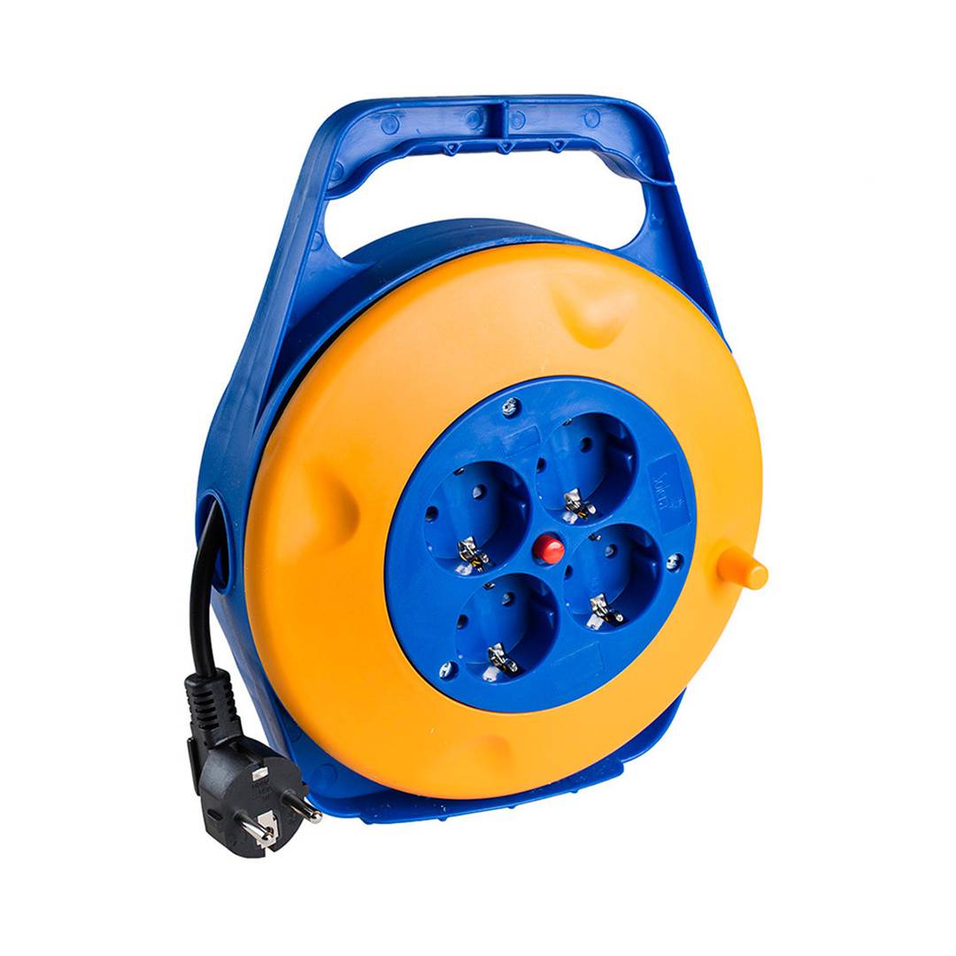 Enrollacables eléctrico de 4 schuko 2P+T 16A 230V de 10m Solera 7412/1