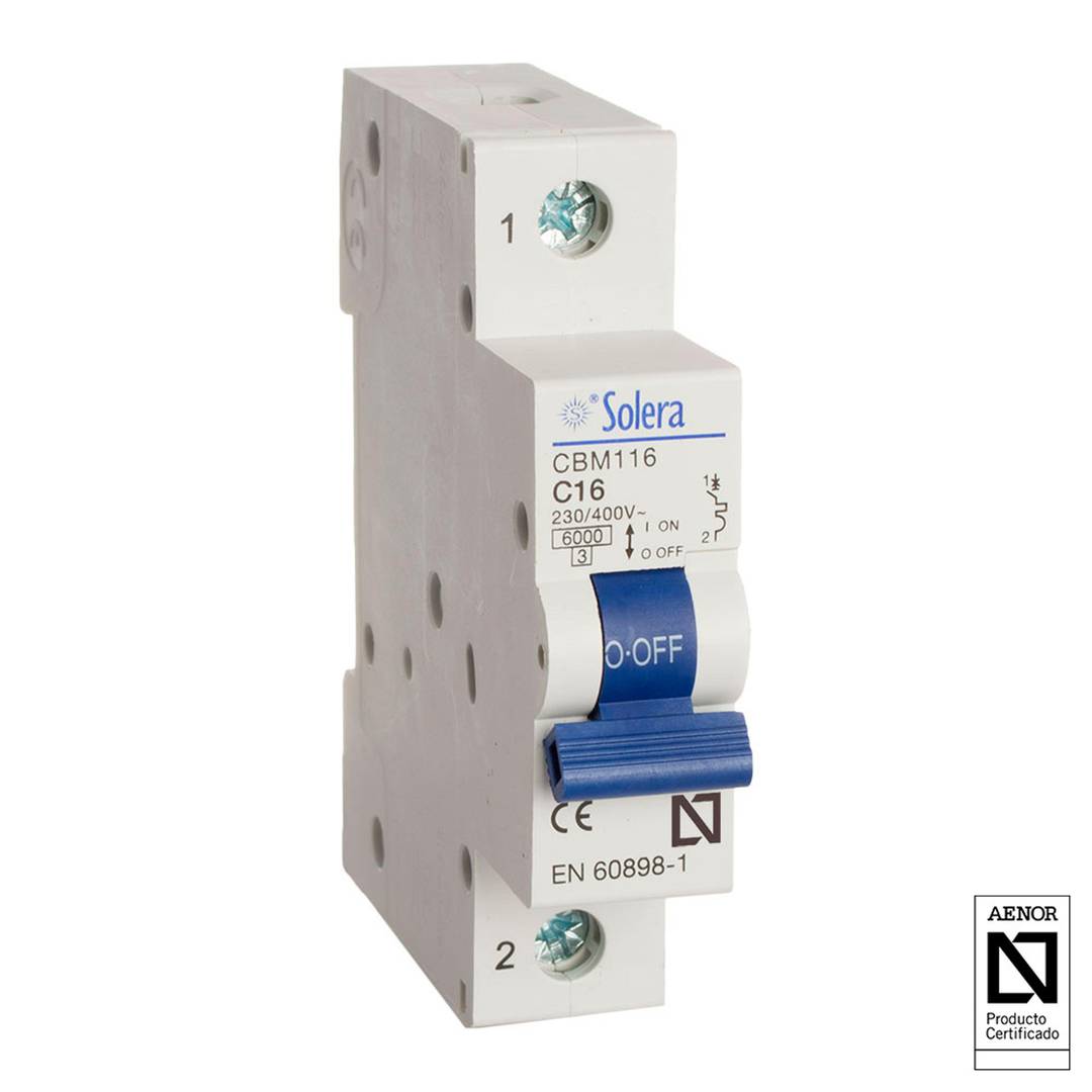 Interruptor automático magnetotérmico 2P 16A 6kA - Cablematic