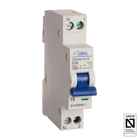 Magnetothermic automatic switch 1P+N 16A 6kA Solera CBMM1N16