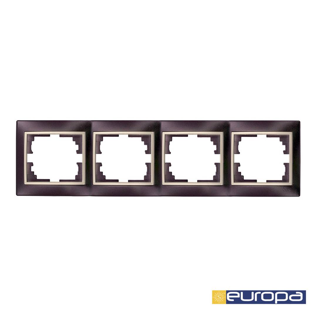 Cornice quadrupla per 4 meccanismi ad incasso 296x81x10mm colore nero e ghiera perla Solera ERP74NU