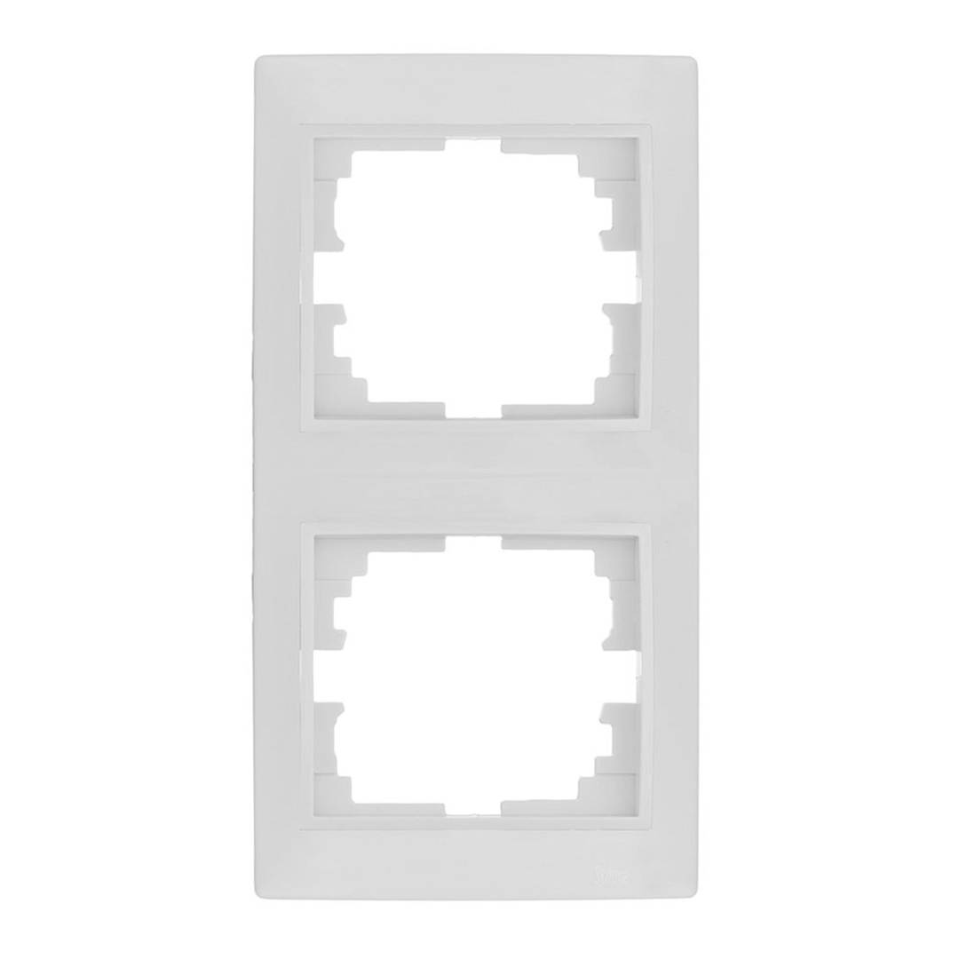 Moldura vertical dupla para 2 mecanismos embutidos 81x154x10mm branco Solera ERP62U