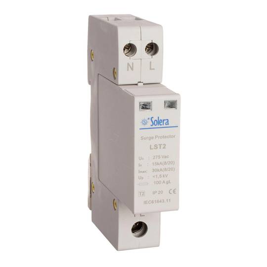 Protecteur de surtension transitoire 1P+N 230V AC 30kA Solera LST2